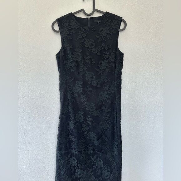 Theory Alessandra Black Lace Sheath Dress Size 2 - Picture 1 of 11